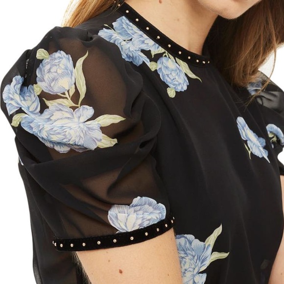 TOPSHOP Bloom Studded Puff Sleeve Dress - Picture 3 of 5